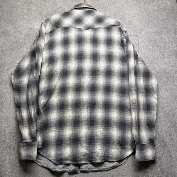 Polo Ralph Lauren Western Pearl Snap Shirt Gray‎ Plaid Men's Large Cowboy - Picture 8 of 9